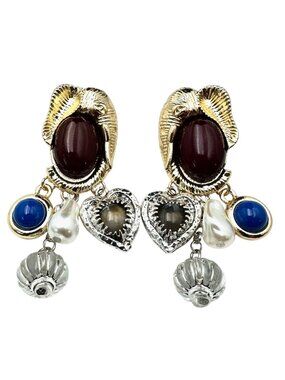 Elephant Earrings Pierced Gold Tone Chandelier Statement Jewelry